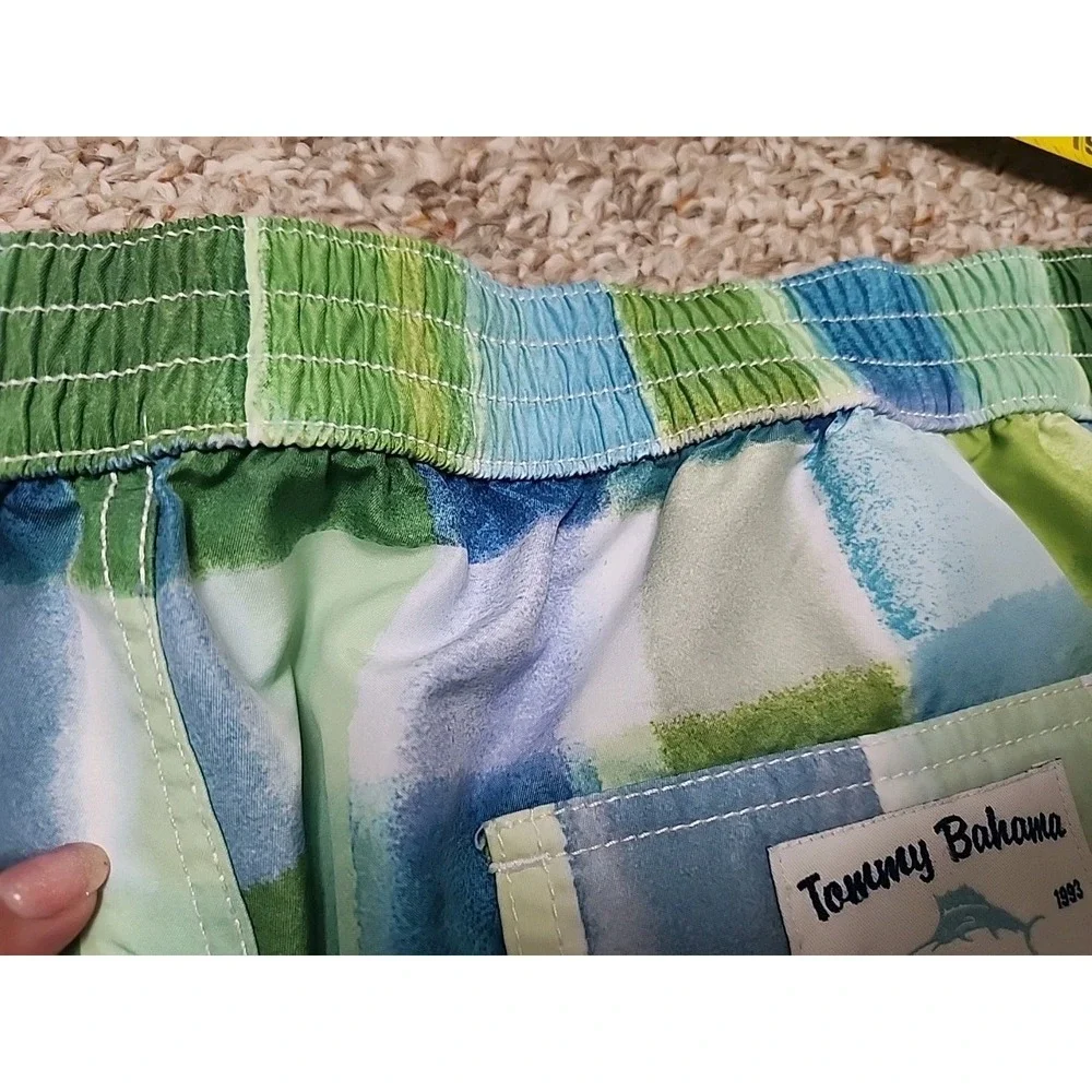 Tommy Bahama Baja Harbor Cove Blue Plaid Swimsuit Men's XXL Pockets‎ Liner Zip